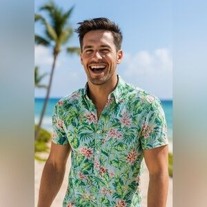 Ralph Lauren Polo slim fit 100% cotton floral short sleeve button down shirt